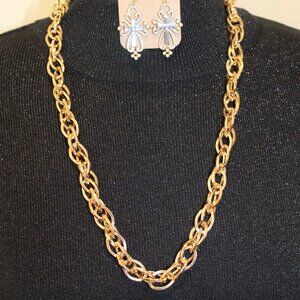 Namm Goldtone Necklace with Vintage Cross Earrings